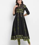 G COLLECTION Black printed cotton cotton-kurtis