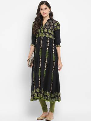  Black printed cotton cotton-kurtis 2