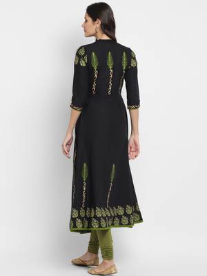  Black printed cotton cotton-kurtis 3