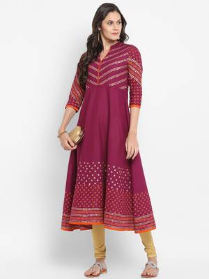  Purple printed cotton kurtis 2