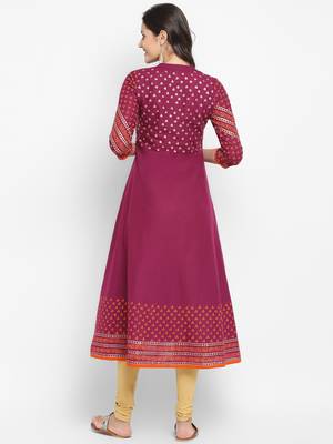  Purple printed cotton kurtis 3