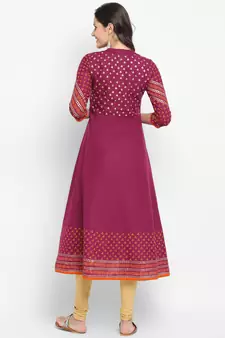  Purple printed cotton kurtis