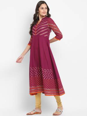  Purple printed cotton kurtis 4