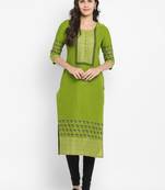 G COLLECTION Green printed cotton kurtis