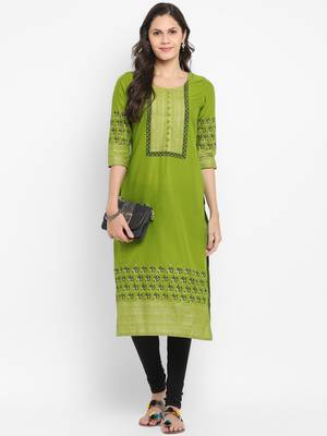  Green printed cotton kurtis 2
