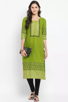  Green printed cotton kurtis