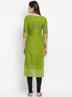  Green printed cotton kurtis 3