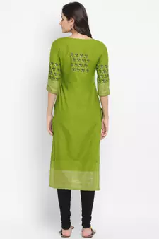  Green printed cotton kurtis