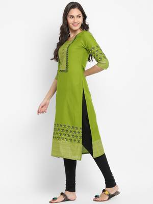  Green printed cotton kurtis 4