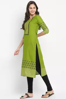  Green printed cotton kurtis