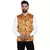 Yellow printed satin nehru-jacket