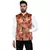 Beige printed satin nehru-jacket