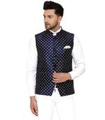 Blue brasso banarasi nehru-jacket