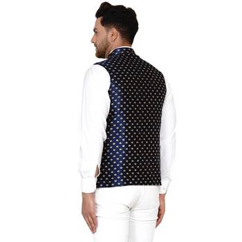 Blue brasso banarasi nehru-jacket 4