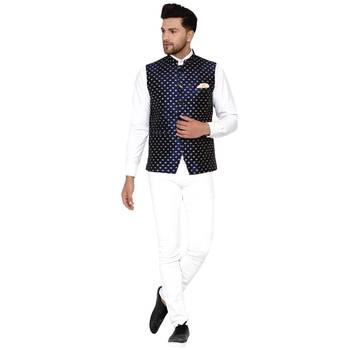 Blue brasso banarasi nehru-jacket 5