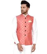 Pink brasso banarasi nehru-jacket