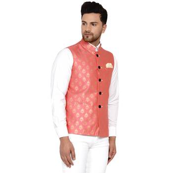Pink brasso banarasi nehru-jacket 2