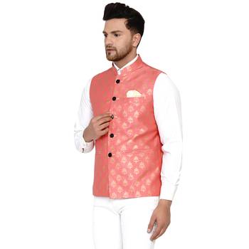 Pink brasso banarasi nehru-jacket 3