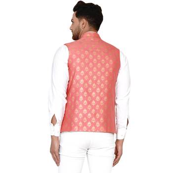 Pink brasso banarasi nehru-jacket 4