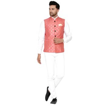 Pink brasso banarasi nehru-jacket 5