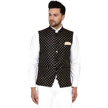 Black brasso banarasi nehru-jacket 1