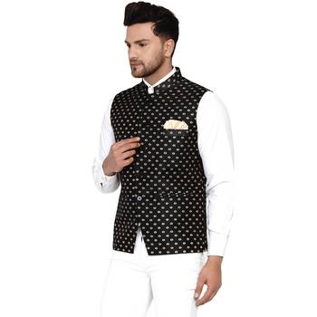 Black brasso banarasi nehru-jacket 3