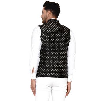 Black brasso banarasi nehru-jacket 4