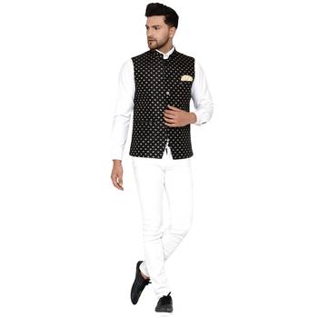 Black brasso banarasi nehru-jacket 5