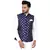 Blue Brasso Rajasthani Traditional Sleeveless Nehru Jacket - Stitched