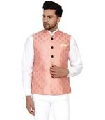 Pink brasso banarasi nehru-jacket