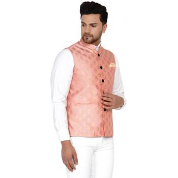 Pink brasso banarasi nehru-jacket 2