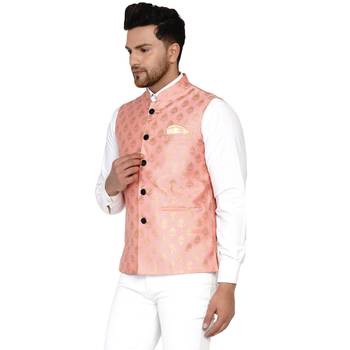 Pink brasso banarasi nehru-jacket 3