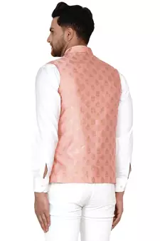 Pink brasso banarasi nehru-jacket