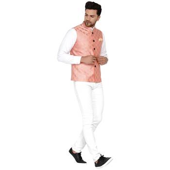 Pink brasso banarasi nehru-jacket 5
