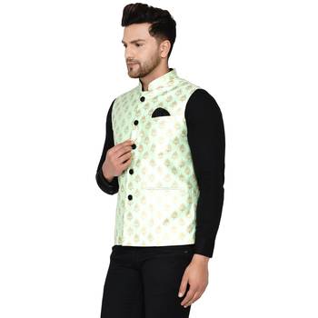 Green brasso banarasi nehru-jacket 3