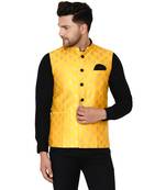 Yellow brasso banarasi nehru-jacket