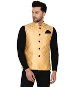 Gold brasso banarasi nehru-jacket