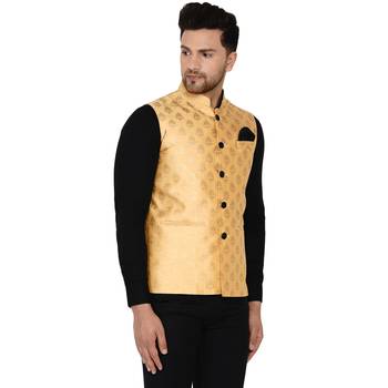 Gold brasso banarasi nehru-jacket 2