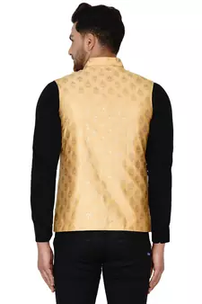 Gold brasso banarasi nehru-jacket