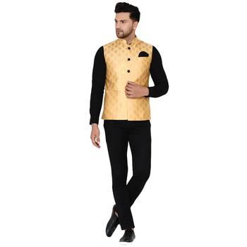 Gold brasso banarasi nehru-jacket 5
