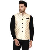 Beige brasso banarasi nehru-jacket