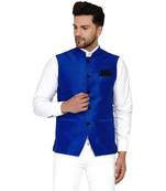 Blue plain banarasi nehru-jacket