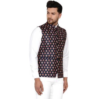 Brown printed cotton nehru-jacket 2
