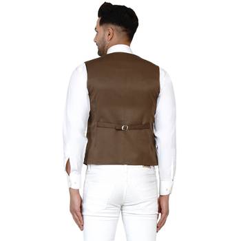 Brown plain cotton nehru-jacket 4