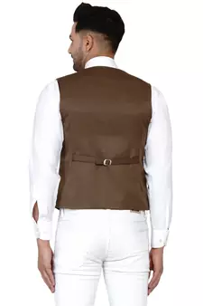 Brown plain cotton nehru-jacket