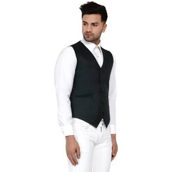 Green plain cotton nehru-jacket 2