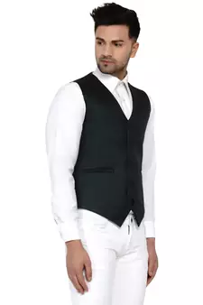 Green plain cotton nehru-jacket