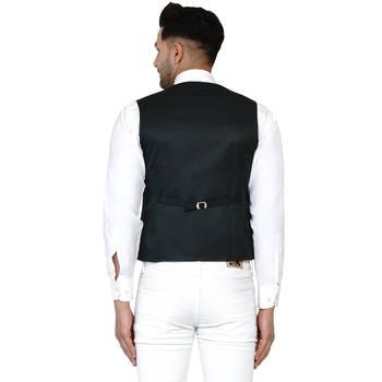 Green plain cotton nehru-jacket 4