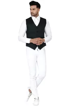 Green plain cotton nehru-jacket
