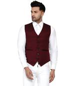 Maroon plain cotton nehru-jacket